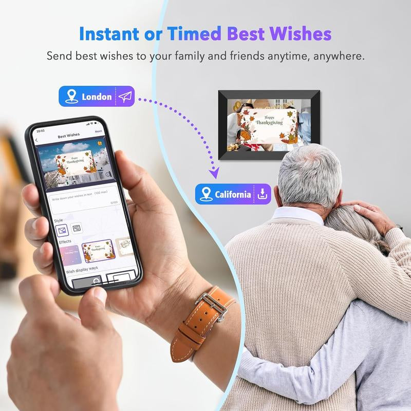 Uhale 10.1'' Wifi Digital Picture Frame Gift Idea - 1280X800 HD IPS Touch Screen, Electronic Smart Photo Frame with 32GB Storage, Share Photos/Videos Instantly and Send Best Wishes, Holidays Christmas Thanksgiving Gift for Mom, Grandparents, Decor