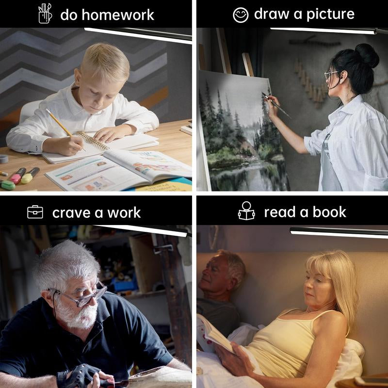 [New Store Flash Sale Limited Time Event]Fuoddda LED Desk Lamp with Clamp, Eye-Protection Clip on Lights for Home Office, 5 Modes 10 Brightness Adjustment, 360°Flexible Gooseneck, USB Adapter, Black and White , Modern Mood Lighting