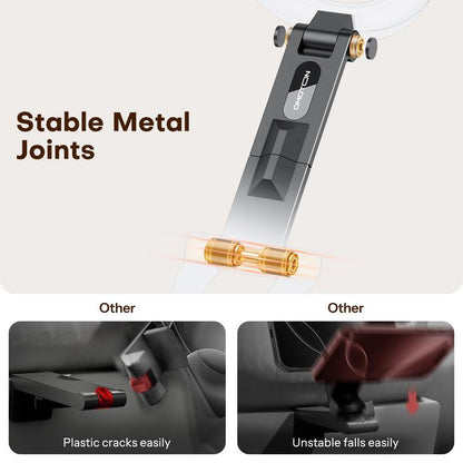 OMOTON Magnetic Phone Tripod Stand - Foldable Travel Mount with 360 Rotating Shaft Adjustable Ring Grip Selfie Stick Clamping Mount & Hook for Desk Airplane Luggage Outdoor Use Smartphone Cellphone [Black Friday Deal]