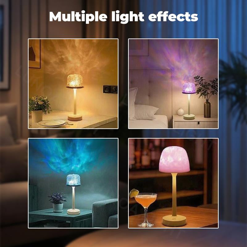 Aurora/Ocean Wave/Water Ripple Desk Lamp 16-Color Ambient Table Lamp with Control, Relaxation &Romantic Night Ambience,Suitable for Bedroom, Living Room, Study, Home,Perfect Gift for Holidays, Birthdays & Events! Bedroom Lighting