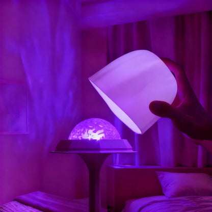 Ocean Wave Projector Table Lamp 16-Color Atmosphere Light USB Rechargeable Wireless Night Light with Remote Control Dimmable Touch Desk Lamp for Bedroom Living Room Study Home Perfect Gift for Festivals