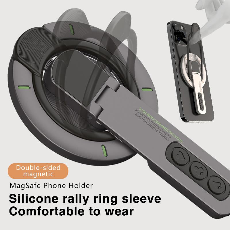 3-In-1 Magnetic Phone Grip Stand: 360° Rotatable Foldable Holder with Magsafe Compatibility, Desktop Mount & Fidget Support for Iphone 12-16 Series
