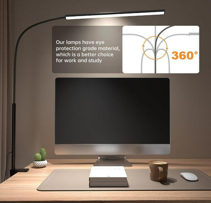 [New Store Flash Sale Limited Time Event]Fuoddda LED Desk Lamp with Clamp, Eye-Protection Clip on Lights for Home Office, 5 Modes 10 Brightness Adjustment, 360°Flexible Gooseneck, USB Adapter, Black and White , Modern Mood Lighting